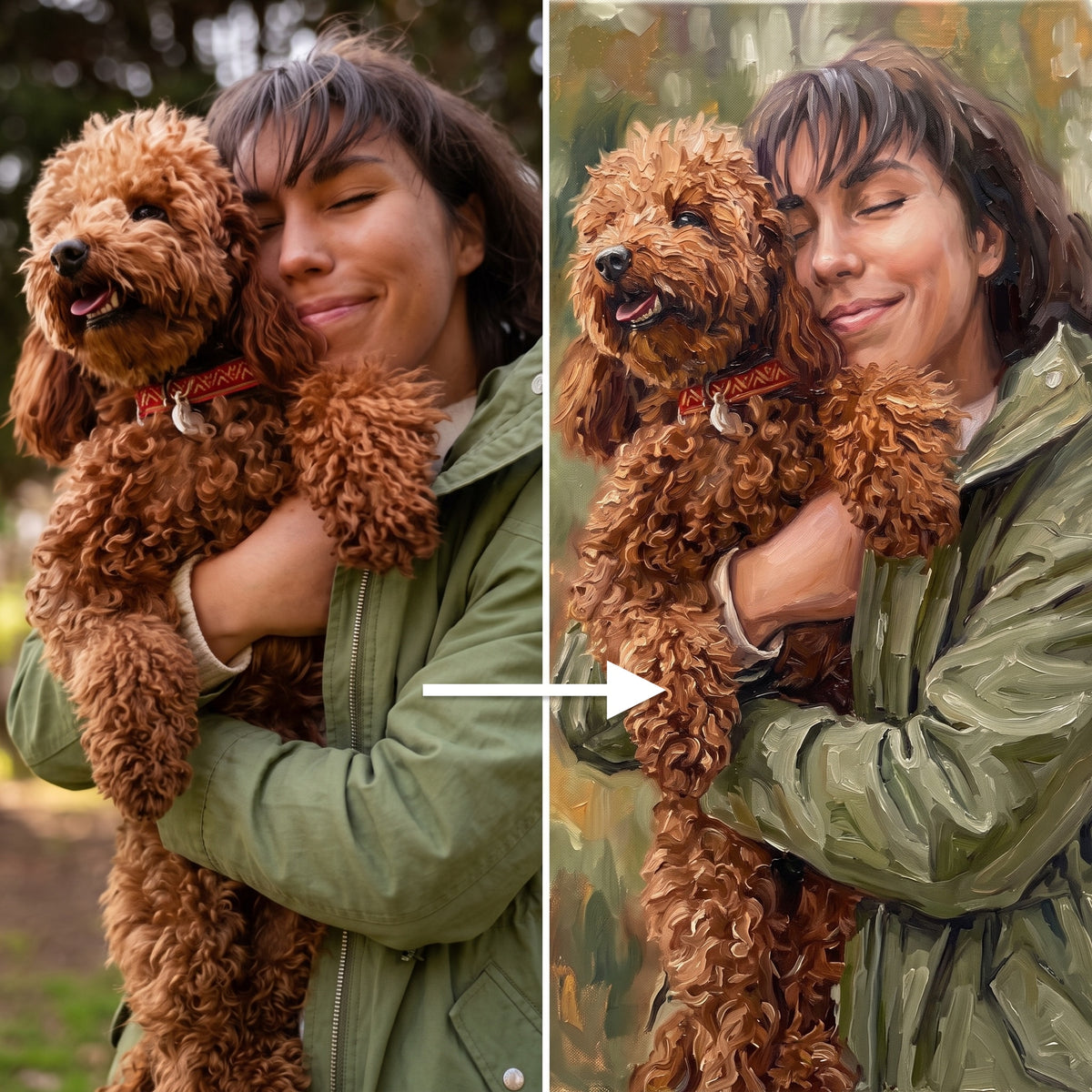 Dog owner photo to painting