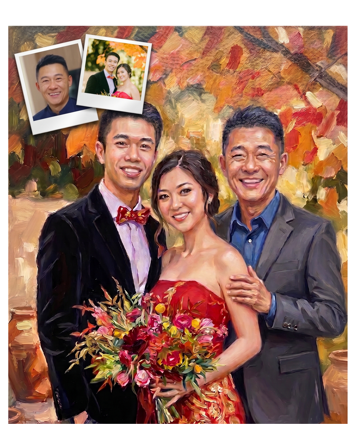 Wedding and dad photo to painting