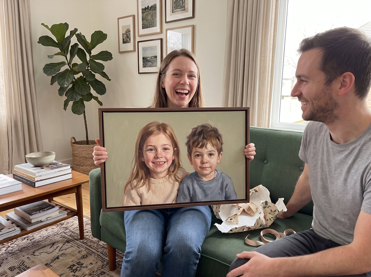 Gift portrait with kids